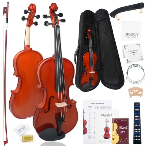 Violin 4/4 Full Size Kit, Violin Fiddle Set for Beginner Adults Students with Rosewood Bow, Violin Case, Shoulder Rest, Extra Strings and...