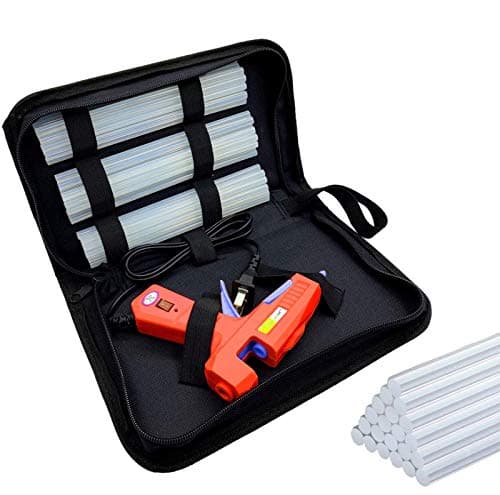 Liumai Mini Hot Glue Gun Kit with Glue Sticks (7.2" Long x 0.27" Diameter, 30 Count, Clear), Hot Melt Glue Gun & Case (8.4" x 6.3" x 2", Black) for...