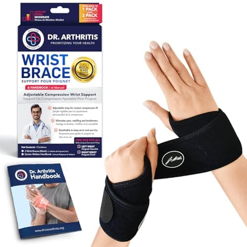 Doctor Developed Premium Copper Lined Wrist Support/Wrist Brace/Hand Support/Strap & Doctor Handbook— Relieve Wrist Injuries, Arthritis, Sprains (2)