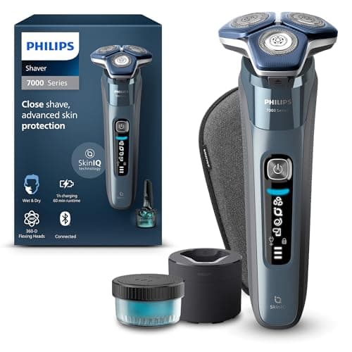 Philips Electric Shaver Series 7000, Wet & Dry Electric Shaver & Electric Razor for Men, SkinIQ Technology & Cable‑Free Quick Clean Pod, S7882/50