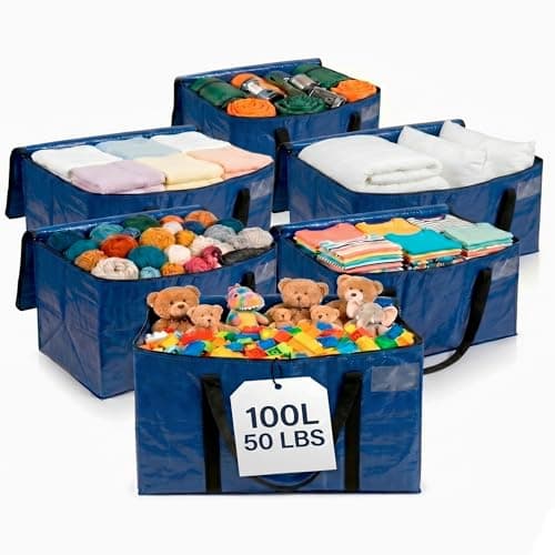 ClearSpace Heavy Duty Moving Bags or Storage Bag, 6 Pack – Large Moving Boxes with Backpack Straps, Zippers & Handles – Perfect for College Dorm,...