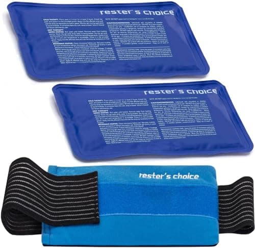 Rester's Choice Gel Cold & Hot Packs (2 Ice Packs) 12.7 x 23 cm with 1 Adjustable Wrap. Reusable Warm or Ice Packs for Injuries, Hip, Shoulder,...