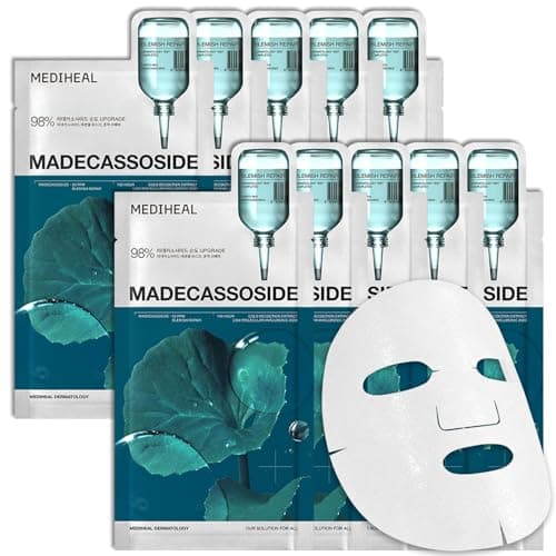 MEDIHEAL Madecassoside Essential Face Mask - Korean Skincare, Blemish Repair with Hyaluronic Acid, Moisture Barrier & Skin Texture Care for Women,...
