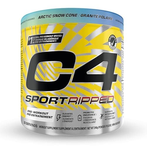 Cellucor C4 Ripped Thermogenic Pre Workout Powder - Informed-Choice Certified Preworkout Energy & Fat Metabolism - Artic Snow Cone, 30 Servings