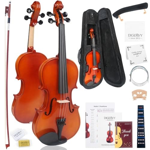 Kit de violon 4/4 pleine grandeur pour débutants, ensemble de violon brillant pour adultes, étudiants avec étui pour violon, archet, colophane, autocollant de touche, épaule...