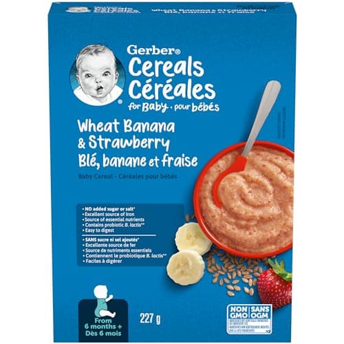 NESTLE GERBER NESTLE GERBER Wheat with Banana and Strawberry Baby Cereal, 227g Box