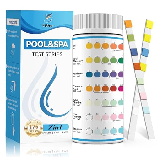 175-Count 7-Way Hot Tub & Pool Test Strips - Accurate Test Bromine, Total Alkalinity, pH, Free Chlorine, Total Hardness, Cyanuric Acid, and Total...