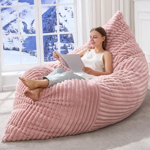 3 in 1 Bean Bag Chair Giant BeanBag Chairs Convertible Bean Bag Floor Cushion with Machine Washable Cover, Beanbag Chairs for Adult (Pink)
