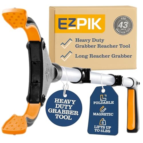 Ezpik 43" Foldable Grabber Reacher Tool for Seniors - Grabbers for Elderly Grab It Reaching Tool Heavy Duty Pickup Trash Picker Upper Tool - Claw...
