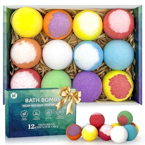 Bath Bombs Birthday Gifts for Women & Men Set, 12 Pack Handmade Natural Organic Bath Bomb with Shea Butter, Halloween Boo Basket Stuffers,...