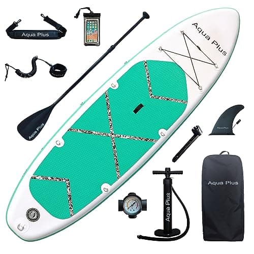 Aqua Plus 6inches Thick Inflatable SUP for All Skill Levels Stand Up Paddle Board,Paddle,Pump,ISUP Travel Backpack, Leash,Shoulder...