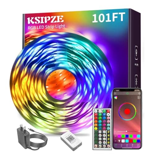 Ksipze 101FT led Lights Strip for Bedroom, Smart Music Sync RGB Color Changing with App and Remote Control, Power Supply Led Strip Lights Lumiere...