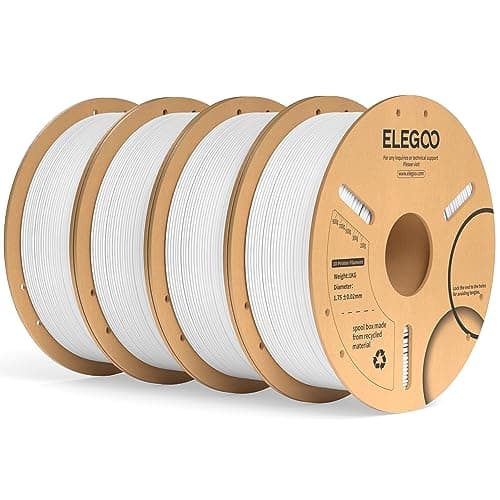 ELEGOO PLA+ Filament 1.75mm White 4KG, PLA Plus 3D Printer Filament, Dimensional Accuracy +/- 0.02 mm, Tough & High Strength, Fit for Most FDM...