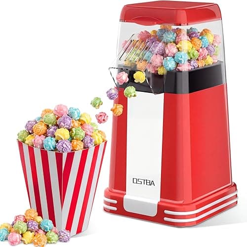 OSTBA Popcorn Maker, 1200W Mini Retro Air Popper Popcorn Machine, 12 Cups Hot Air Popcorn Popper Electric with Butter Tray, Oil-Free One-Button...