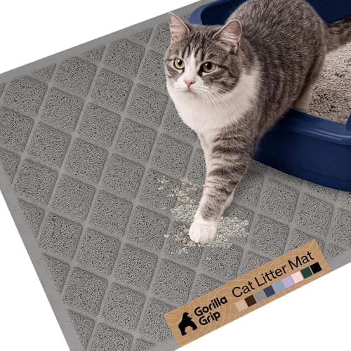 GORILLA GRIP Cat Litter Box Mat, Cushioned Coil Mesh Litter Trapping Mats, Scatter Control Supplies for Less Mess, Phthalate Free, Ultra Deep Catch...
