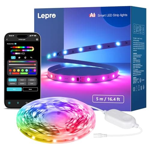 Lepro S1 AI LED Lights, WiFi RGBIC Led Lights Strip for Bedroom, Work with Alexa & Google Smart LED Lights for Bedroom, Music Sync Led Strip...