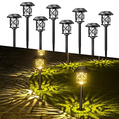Solar Pathway Lights 8 Pack, Quntis IP65 Waterproof Solar Lights Outdoor, Auto On/Off Solar Garden Lights Landscape Lighting, Warm White Path...