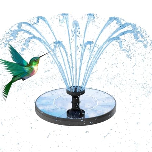 AMZtime Solar Fountain Pump 1W Bird Bath Fountain, Solar Powered Water Fountain with 8 Nozzle Set & 4 Fixer, Solar Fountain Pump for Bird Bath,...