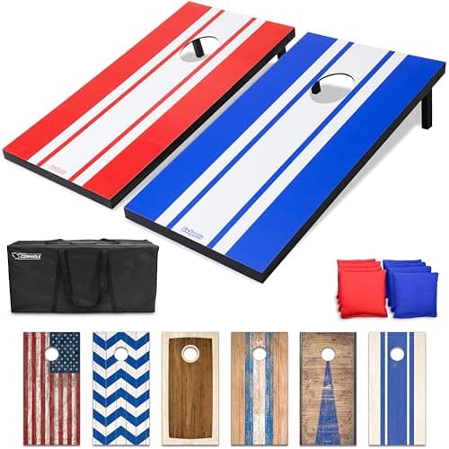 GoSports 4 x 2 ft Classic Design Cornhole Game Set - Includes Two 4 x 2 ft Boards, 8 Bean Bags, and Carry Case