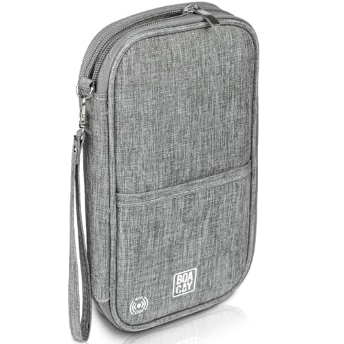 BOACAY Document Organizer with RFID, Family Passport Holder, Wallet for Women & Men, Waterproof Case with Wristlet, Travel Essentials for Flying