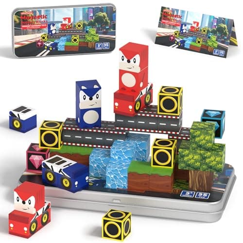 HtZestToysiop 35PCS Mini Magnetic Blocks, Magnetic Blocks Travel with Portable Iron Box, Magnetic Building Blocks STEM Learning Set for Ages 3 4 5...
