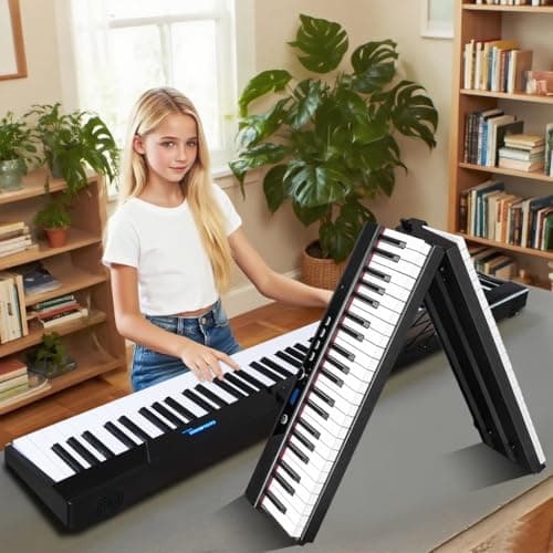 Coolmusic Portable Piano Keyboard Foldable: Portable Keyboard Piano 88 keys Semi-Weighted keyboard Electric Folding Piano Kit