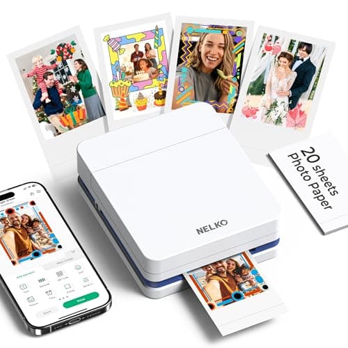 Nelko Photo Printer, PP01 Color Mini Portable Printer, Instant Smartphone Inkjet Printer, Sticky-Back Rechargeable Portable Picture Printer for iOS...