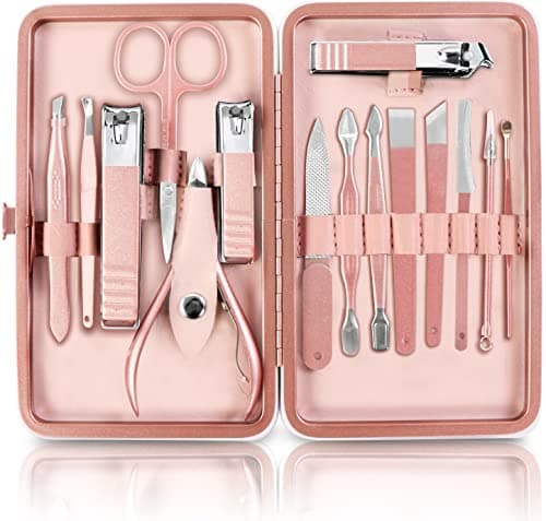 Utopia Care - Professional Manicure Pedicure Set, 15 in 1 Stainless Steel Nail Clippers Kit, Portable Travel Grooming Set, Facial Cuticle and Nail...