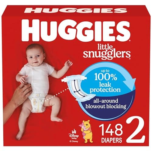 HUGGIES Little Snugglers Baby Diapers, Size 2 (12-18 Lb.), Mega Colossal Packs (Packaging May Vary), 148 Count