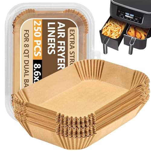 UBeesize Air Fryer Paper Liners Disposable for Ninja, 250 PCS Non Stick Parchment Paper for Ninja DZ201/DZ401 Dual, Oil Proof, Water Proof Food...