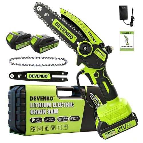 DEVENBO Cordless Mini Chainsaw, 6 Inch 880W Handheld Electric Saw with 2000mAh Battery, Portable Chainsaw for Gardening, Branch Cutting, Camping,...