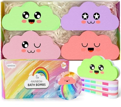 Rainbow Bath Bombs for Kids, Boys & Girls Gifts, Colorful Dissolving Toys with Surprise Colors, Safe & Non-Toxic DIY Bath Time STEM Learning...