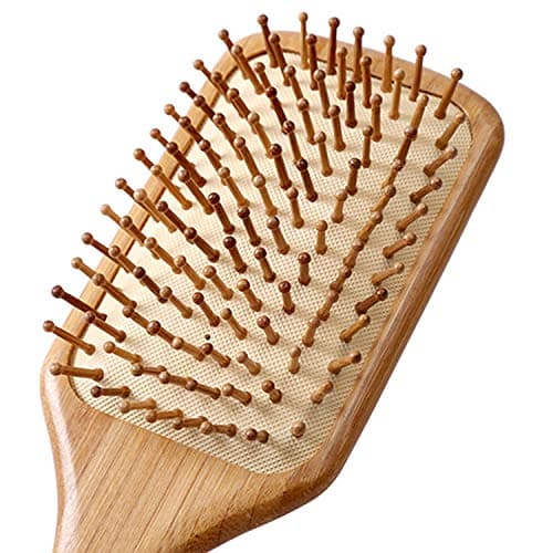 Paddle Brush, Hair Brush, Pure Natural Bamboo, No Lacquer Coating, Massages Scalp While Combing Hair to Promote Blood Circulation, Prevent Static...