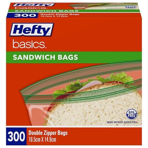Hefty Basics Sandwich Bags/Food Bags 300-count, Double Zipper