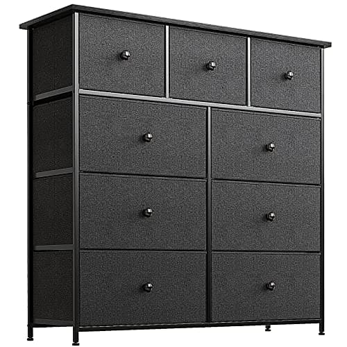 REAHOME 9 Drawer Dresser for Bedroom Chest of Drawers Closets Large Capacity Organizer Fabric Storage Tower Steel Frame Wooden Top Living Room...