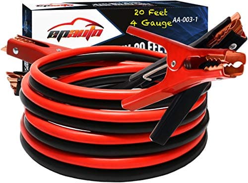 EPAuto 4 Gauge x 20 Ft Heavy Duty Jumper Cables for Car & SUV Emergency Battery Booster Kit with Safety Gloves & Travel Bag (Safe Jump Start for...
