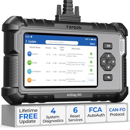 TOPDON ArtiDiag500 OBD2 Scanner, Scan Tool with 6 Reset Service, Code Reader for ABS/SRS/Engine/Trans, FCA AutoAuth, Auto VIN, Battery Test, CANFD,...