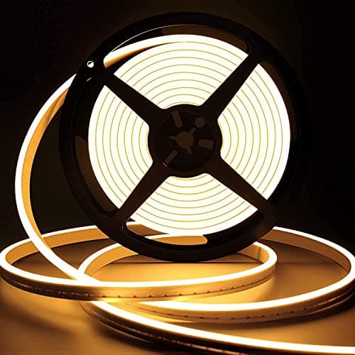 Bandes lumineuses LED Lamomo, bandes lumineuses LED à intensité variable blanc chaud 12 V, corde lumineuse au néon LED étanche de 16,4 pieds/5 m, bande LED au néon en silicone 3000K pour...