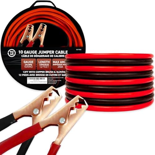 72HRS Jumper Cables, Heavy Duty Booster Cable, 10-Gauge Jumper Battery Cables for Small Cars, Compact Vehicles, and Light-Duty Jump Starting, Ideal...
