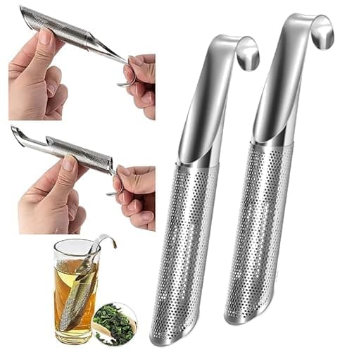 Stainless Steel Tea Diffuser, 2024 New Tea Artifact Creative Pipe Tea Infuser Mesh Strainer with Hanging Hook Handle, Universal Fine Holes Tea...