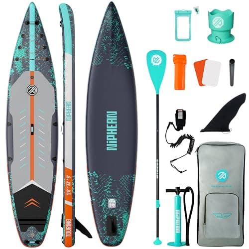 Niphean 12'6" Paddle Board, 550LB Capacity Touring Inflatable Paddle Board with Complete SUP Accessories& Kick Pad, Stable Stand up Paddle Board...