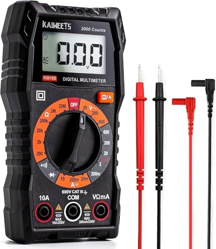 KAIWEETS Digital Multimeter with Case, DC AC Voltmeter, Ohm Volt Amp Test Meter and Continuity Test Diode Voltage Tester for Household Outlet,...